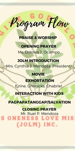 Program Flow for JOLM Kids Ministry Launch